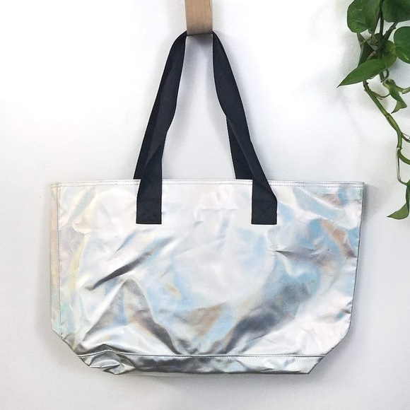 **SOLD** PINK Silver Iridescent Sheen Tote - Picture 2 of 5